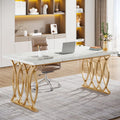 Marble Look Top Metal Base Executive Desk
