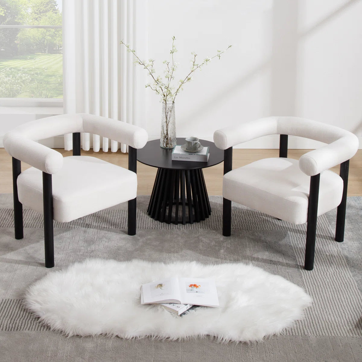 Rilma Solid Wood Base Single Coffee Table, Round Coffee Table for Living Room