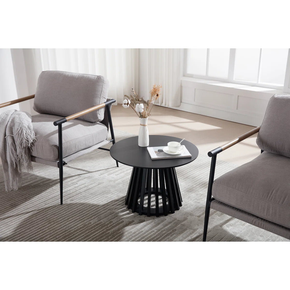 Rilma Solid Wood Base Single Coffee Table, Round Coffee Table for Living Room-OUCH CART | Center  table