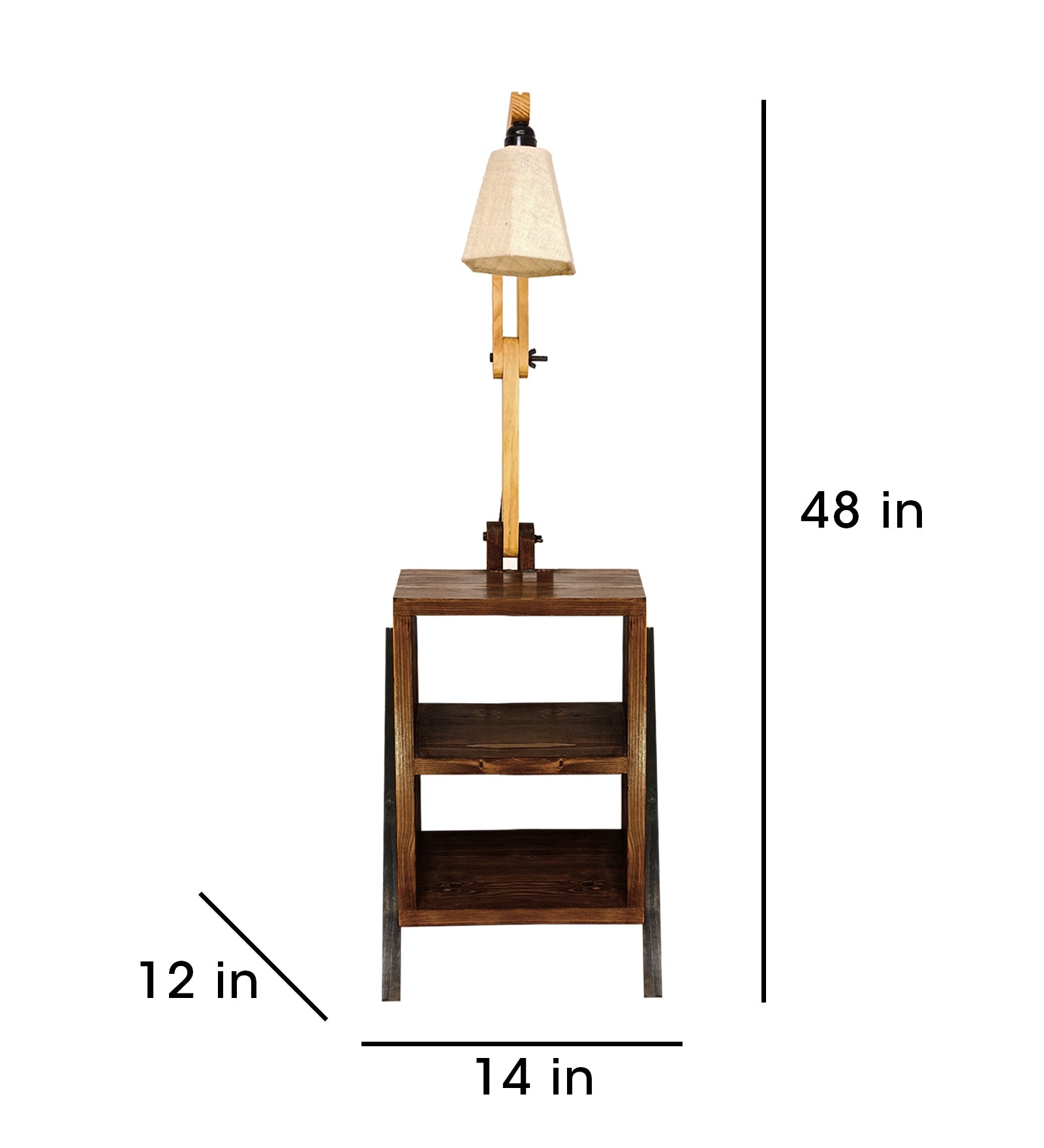 Ronan Wooden Floor Lamp with Brown Base and Jute Fabric Lampshade (BULB NOT INCLUDED)