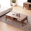 Modern Storage Coffee Table with Sliding Door & Hidden Compartments – Rectangular Wood Finish Center Table
