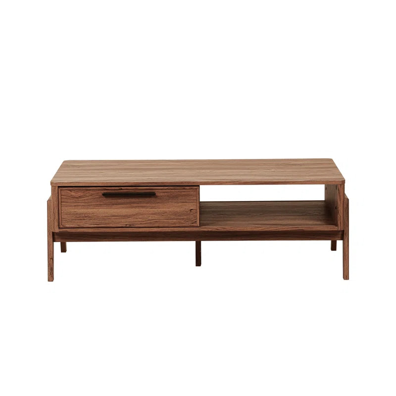 Modern Storage Coffee Table with Sliding Door & Hidden Compartments – Rectangular Wood Finish Center Table