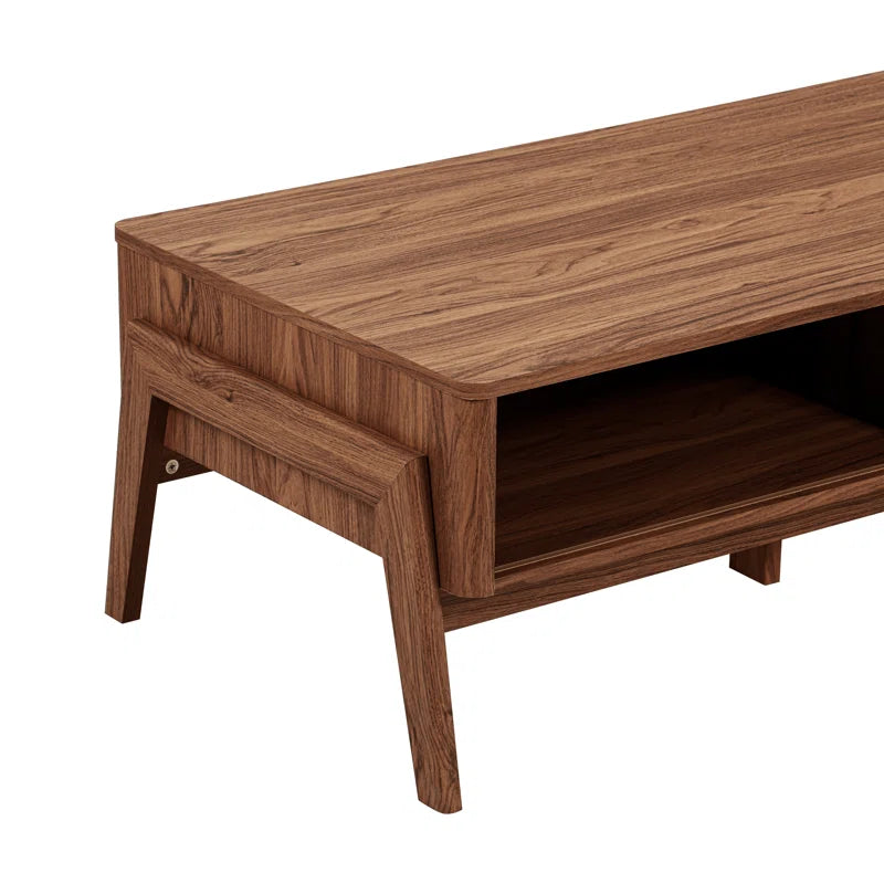 Modern Storage Coffee Table with Sliding Door & Hidden Compartments – Rectangular Wood Finish Center Table