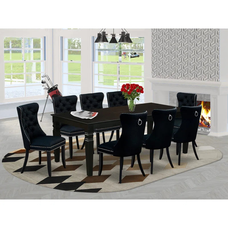 9 - Piece Extendable Solid Wood Dining Set