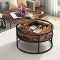 Lift Top Round Frame Coffee Table with Storage