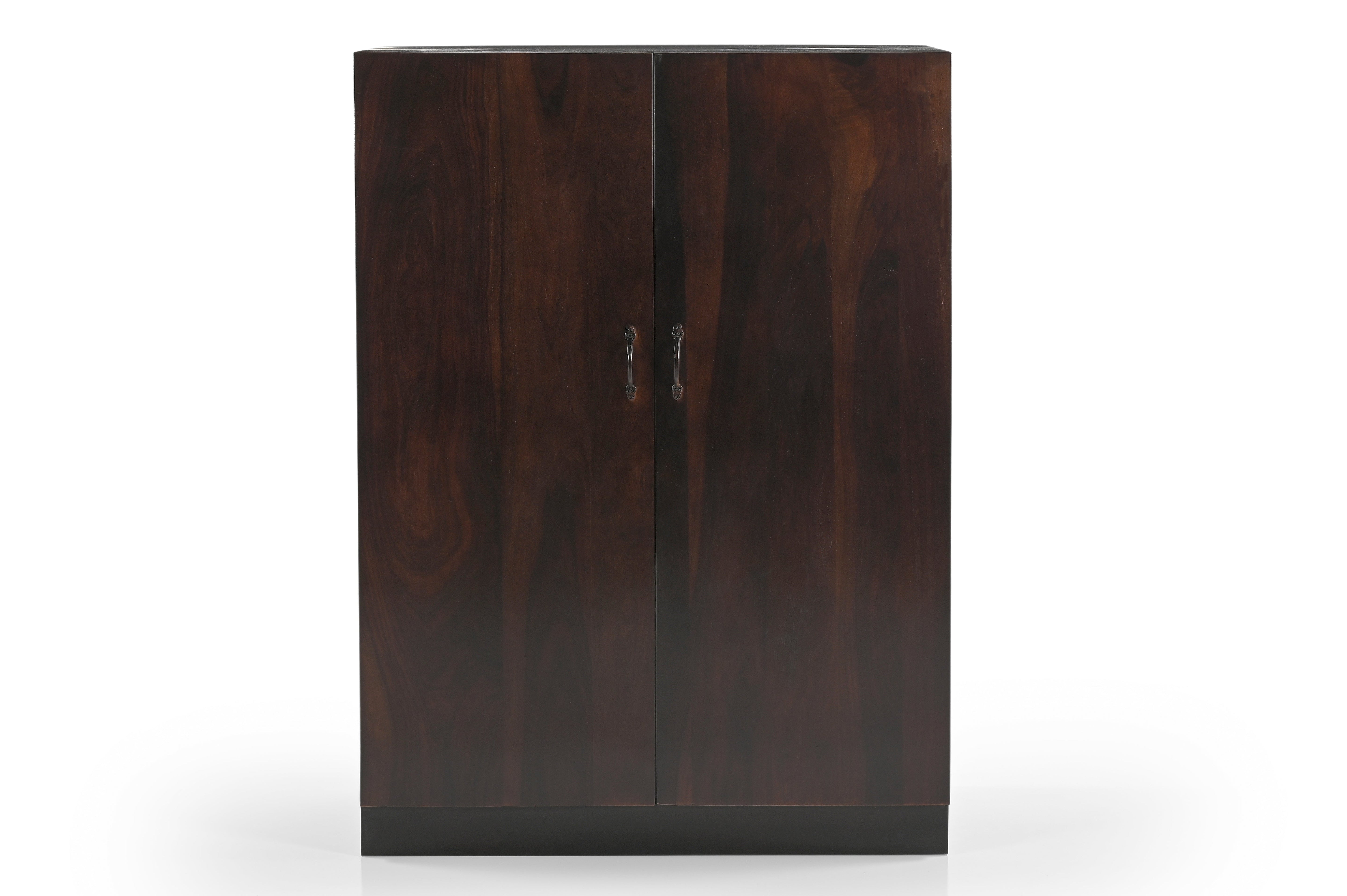 Ambry Sheesham Wood Bar Cabinet In Dark Reddish Brown Two Drawers