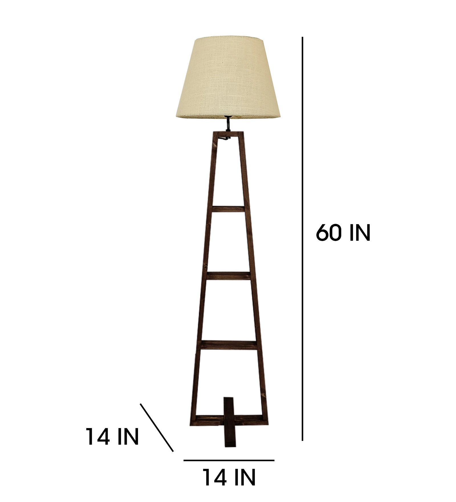 Salita Wooden Floor Lamp with Brown Base and Beige Fabric Lampshade (BULB NOT INCLUDED)