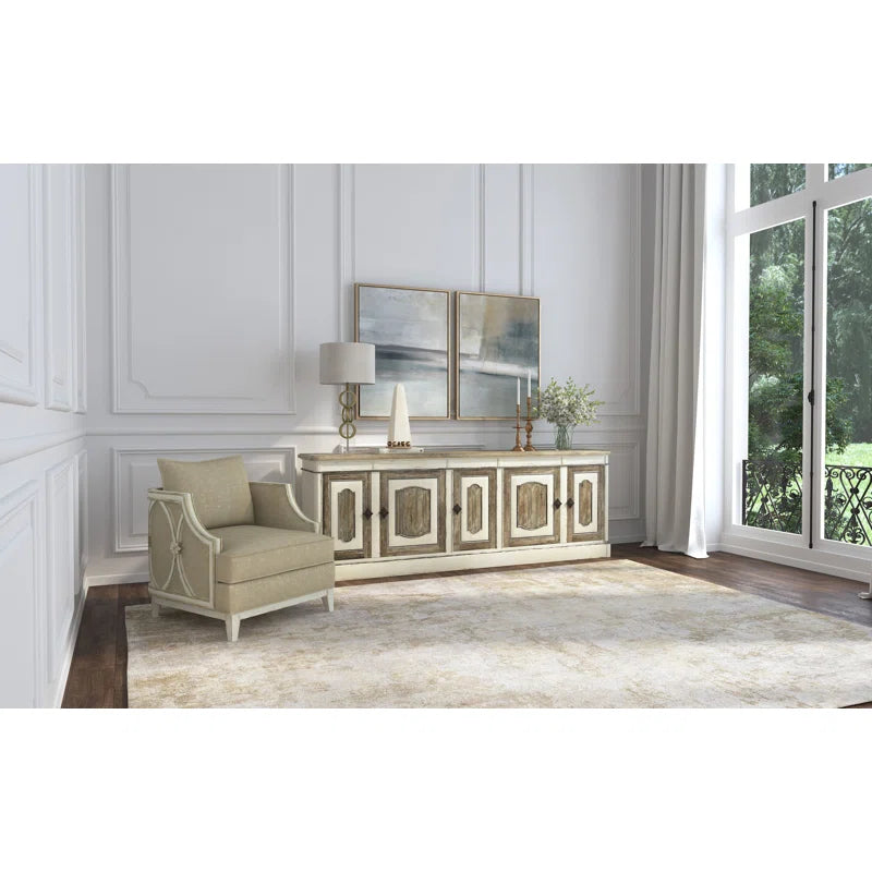 Sanctuary 2 Lounge Chair with Wood Frame & Glitter Pearl Fabric