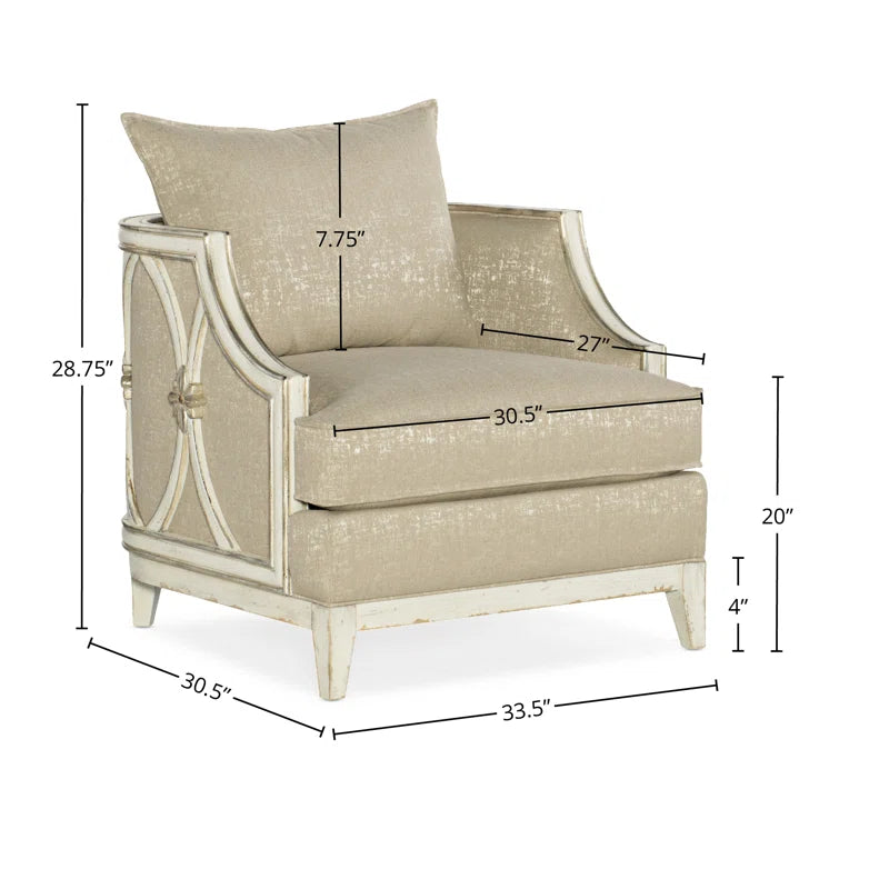 Sanctuary 2 Lounge Chair with Wood Frame & Glitter Pearl Fabric