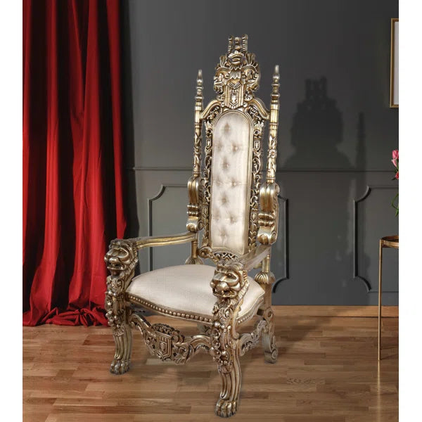 Hand-Carved Mahogany Royal Accent Chair with Gold Leaf Finish | Heritage Collection by Ouch Cart