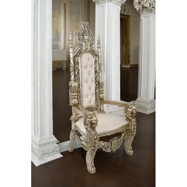 Hand-Carved Mahogany Royal Accent Chair with Gold Leaf Finish | Heritage Collection by Ouch Cart