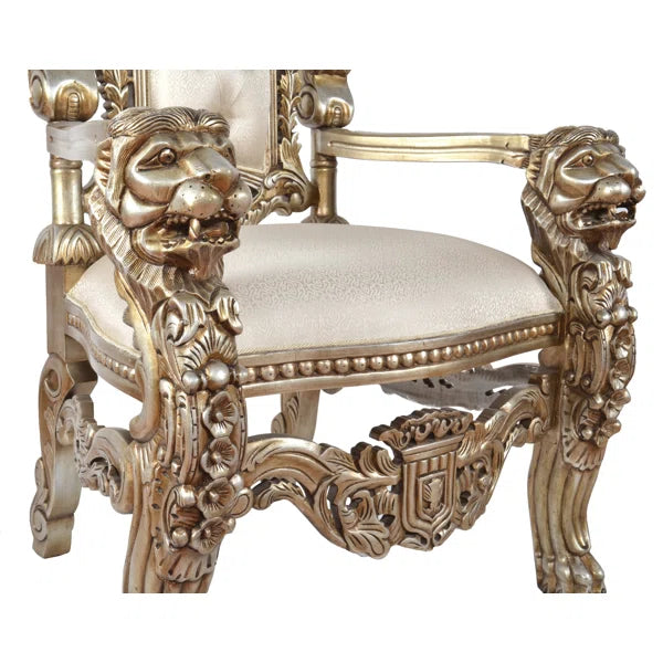Hand-Carved Mahogany Royal Accent Chair with Gold Leaf Finish | Heritage Collection by Ouch Cart