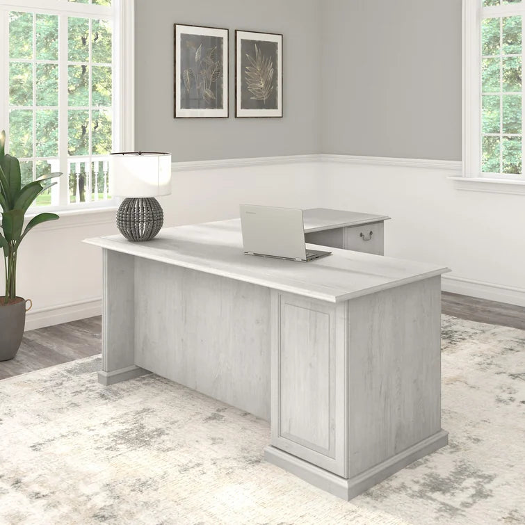 Reversible L-Shape Computer Desk with Drawers