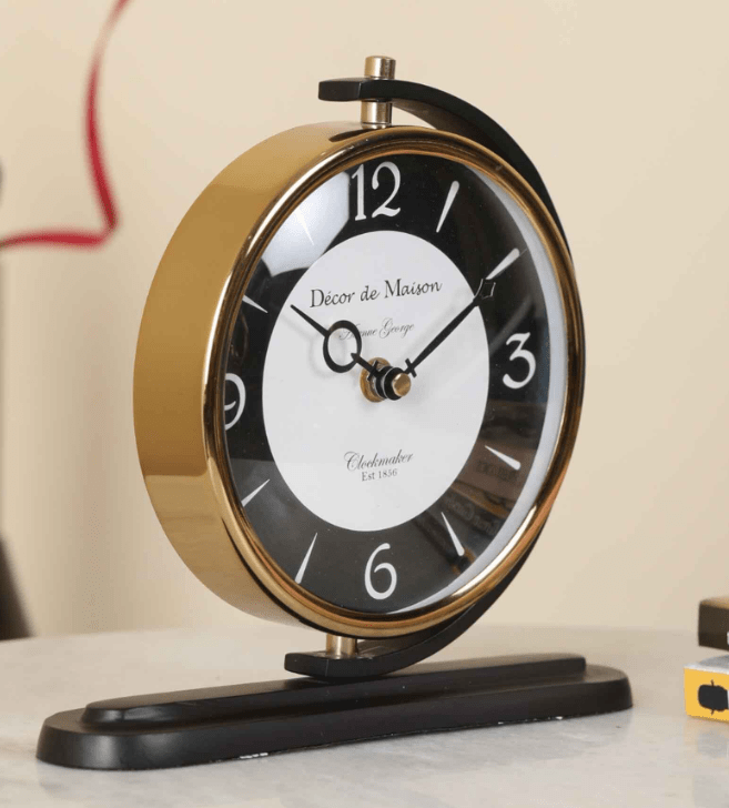Aluminium Aleksi Table Clock Black,