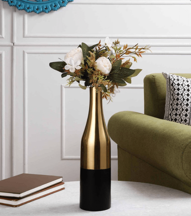Black And Gold Champagne Small Bottle Vase,