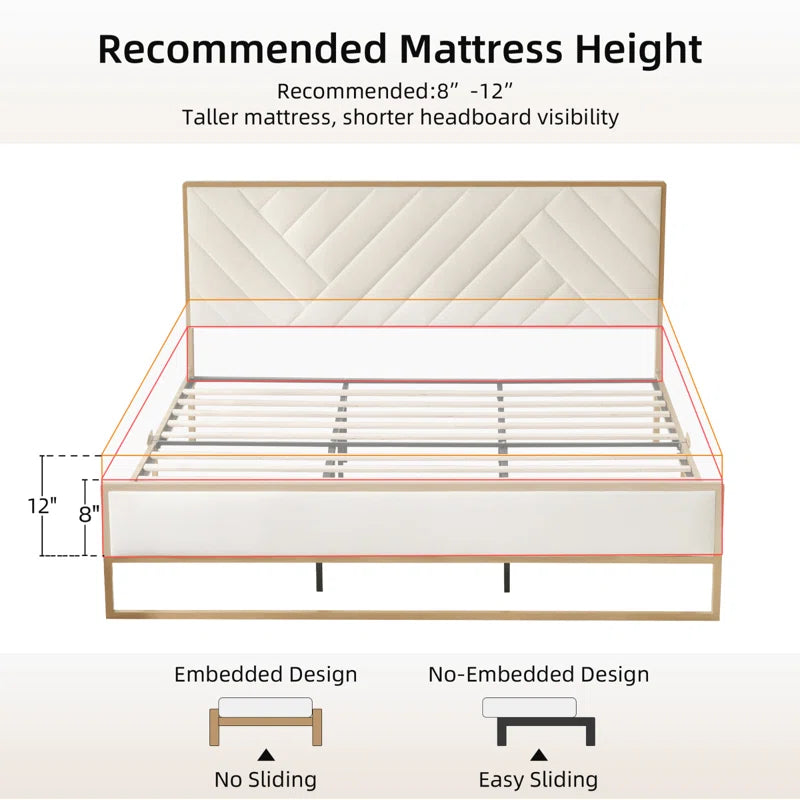 Sheila Upholstered Platform Bed with Velvet Tufted Headboard