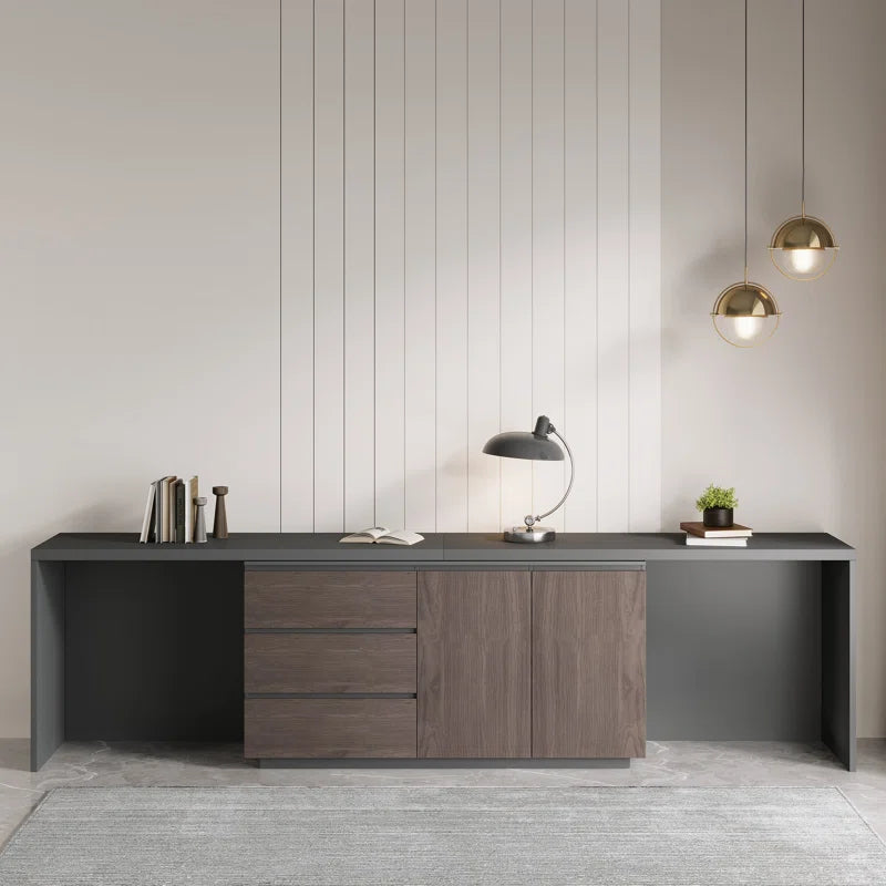 Modern Home Office Expandable Desk with Storage Drawers