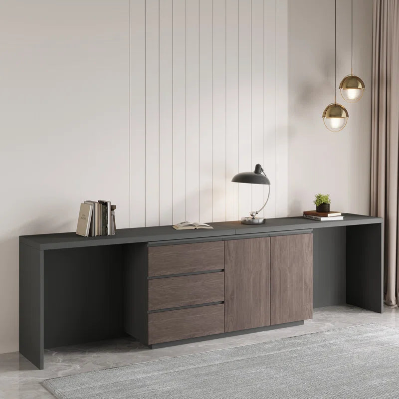 Modern Home Office Expandable Desk with Storage Drawers