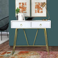 Siilata White Makeup Vanity Table with Storage Drawer and Writing Desk Function