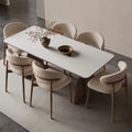 Sintered Composite marble &Solid Wood Oak white and brown Dining Table and Chair Set,6-Chairs