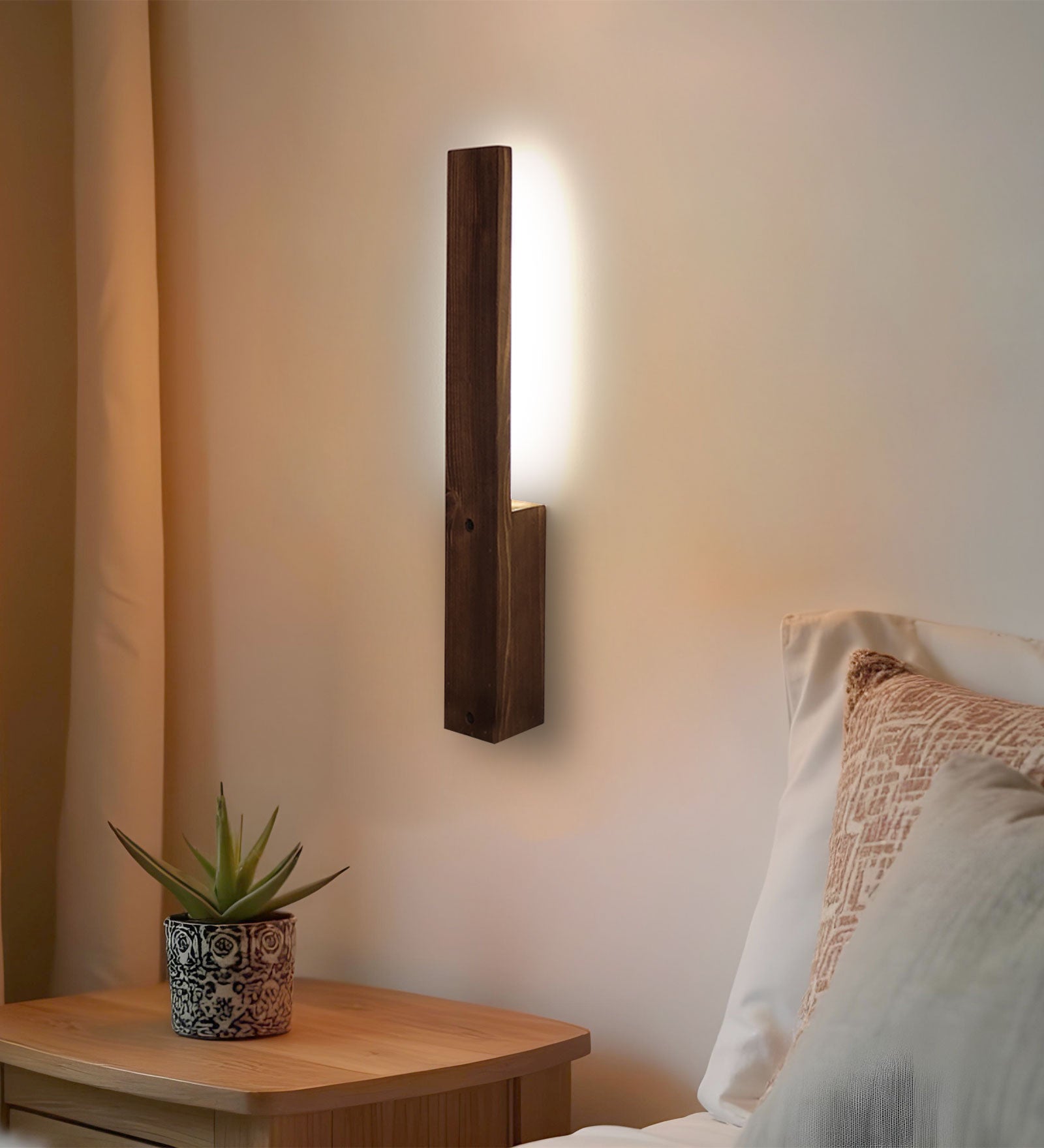 Slimline Brown Wooden LED Wall Light (BULB NOT INCLUDED)