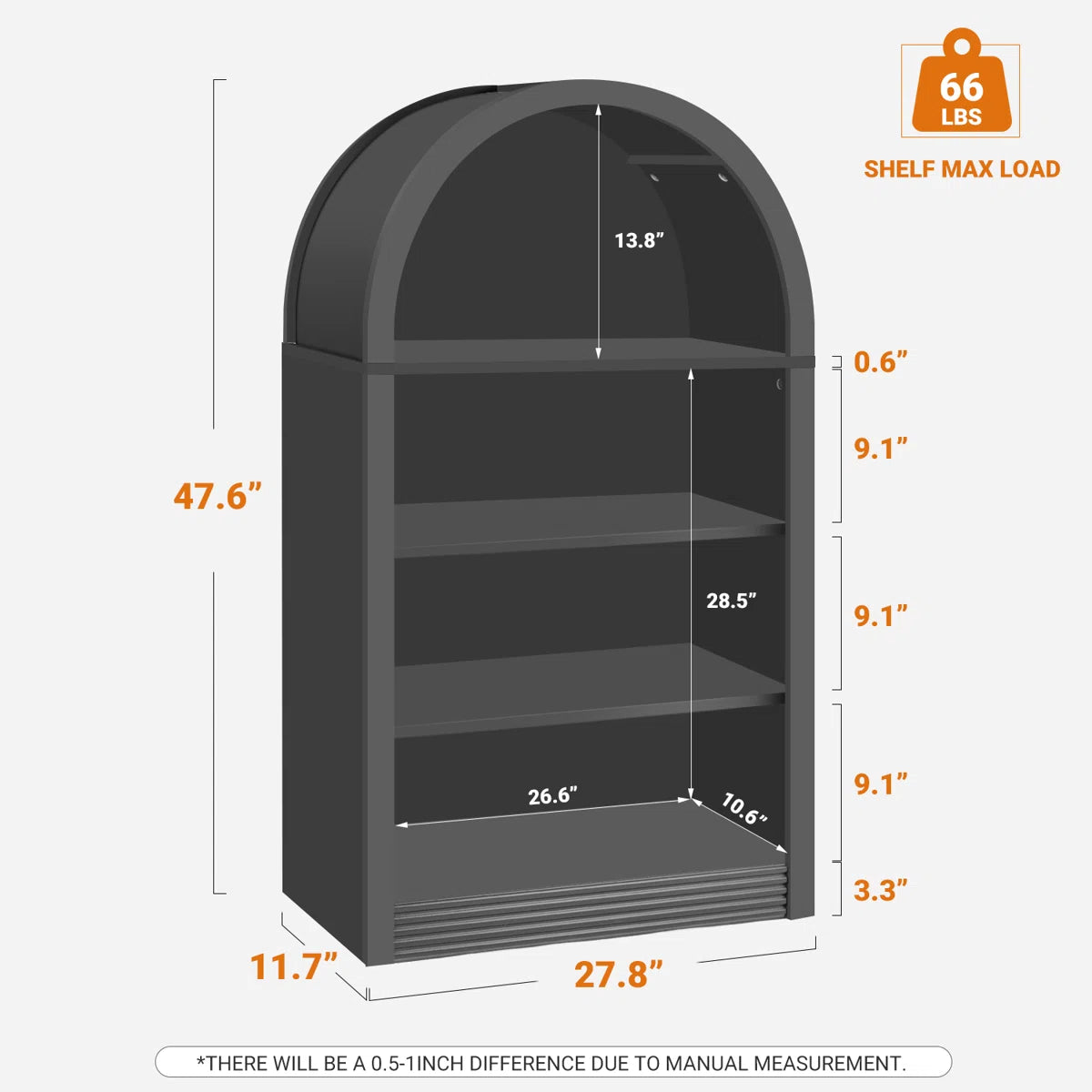 Small Bookcase Arched Bookshelf