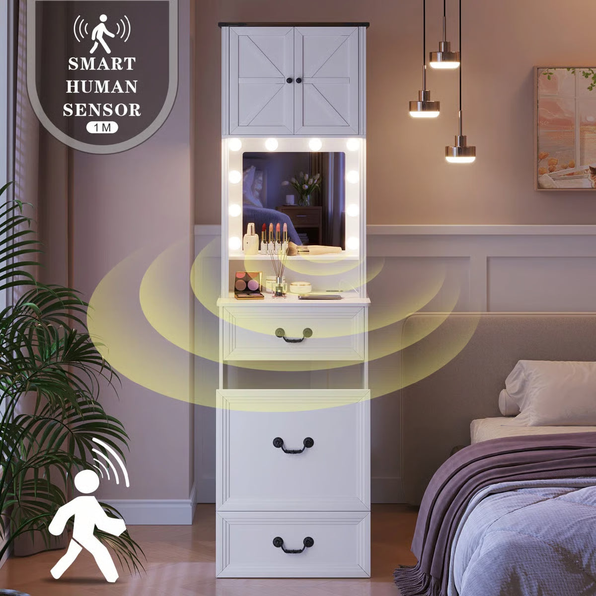 Small Makeup Vanity Set with LED Lights- OUCH CART | Dressing table 