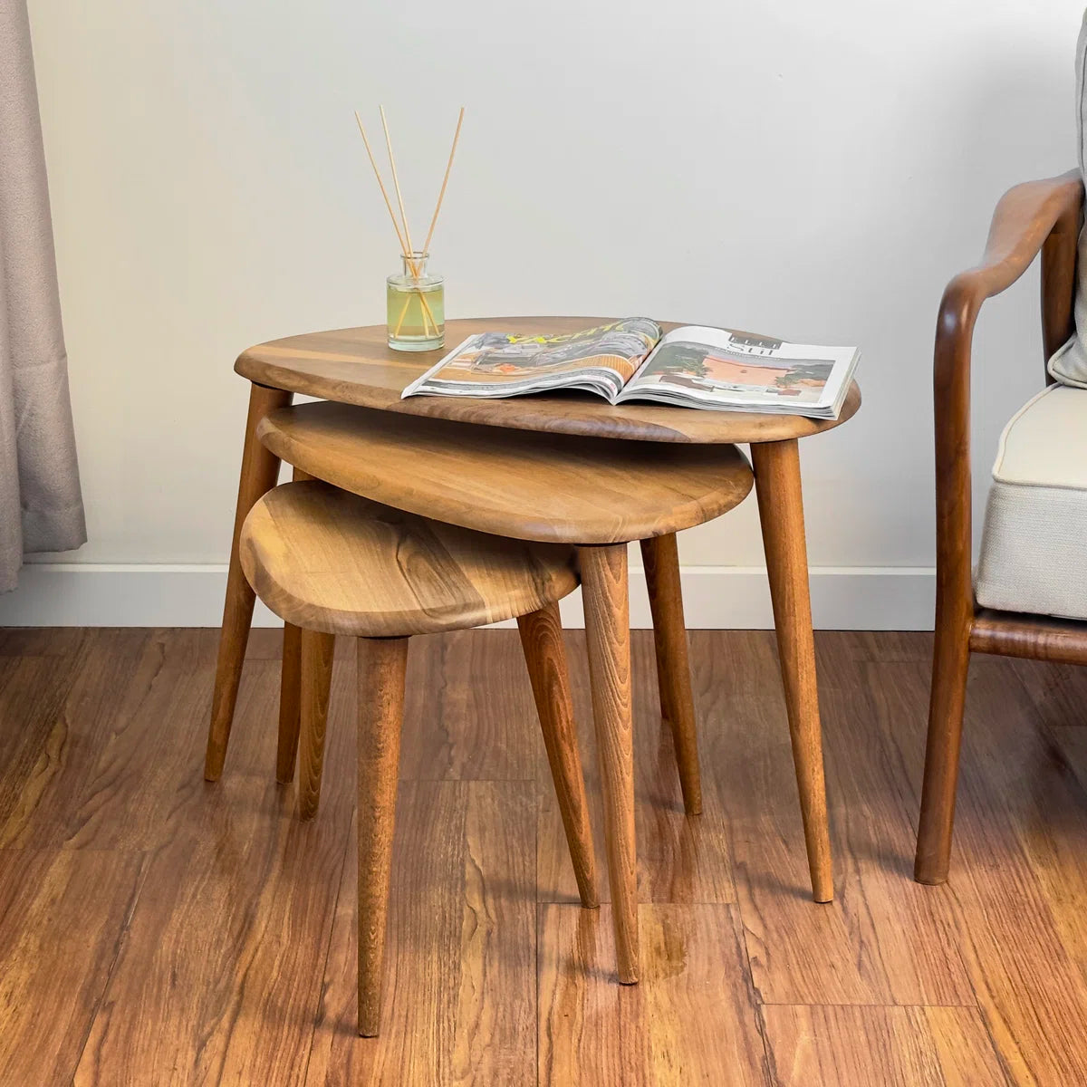 
Solid Wood 3 Legs Nesting Tables -OUCH CART |  Center 
table