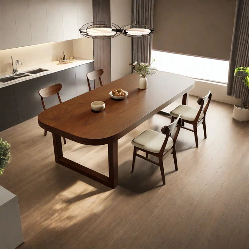 Solid wood round corner dining table rectangular