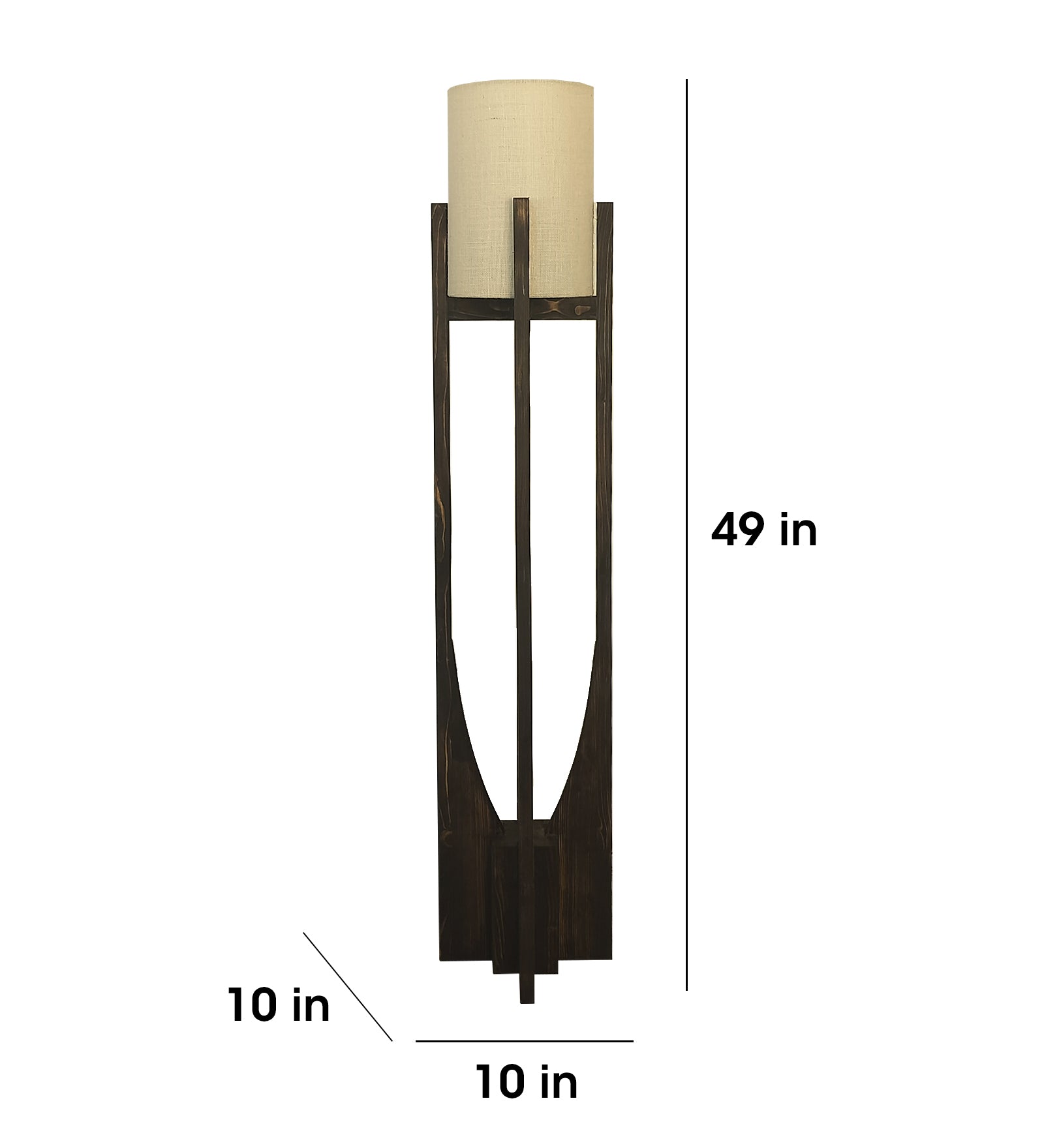 Solitaire Wooden Floor Lamp with Brown Base and White Fabric Lampshade (BULB NOT INCLUDED)