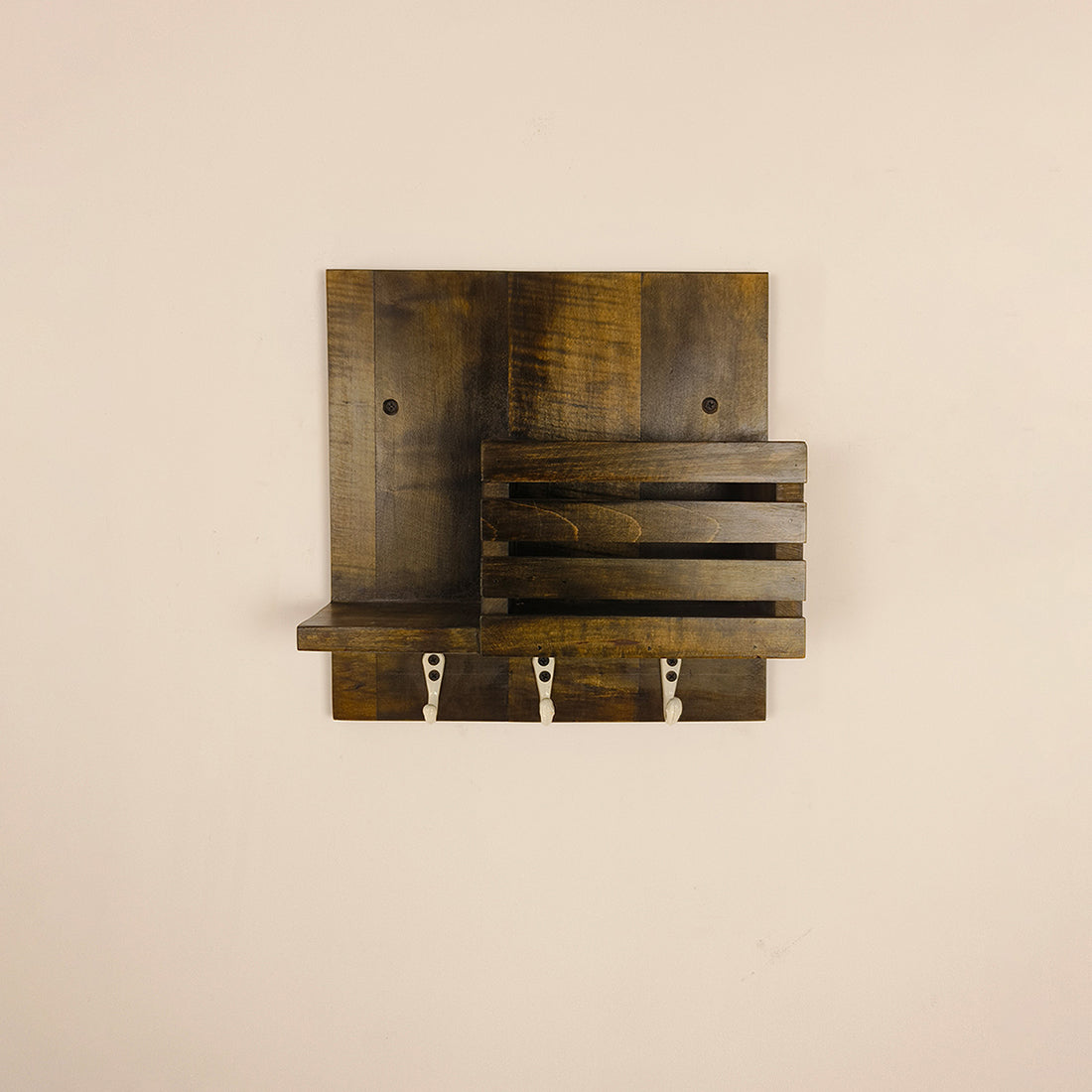 Somerset Wooden Wall Shelf Organiser with Key Holders- OUCH CART | Wall decor and hangings