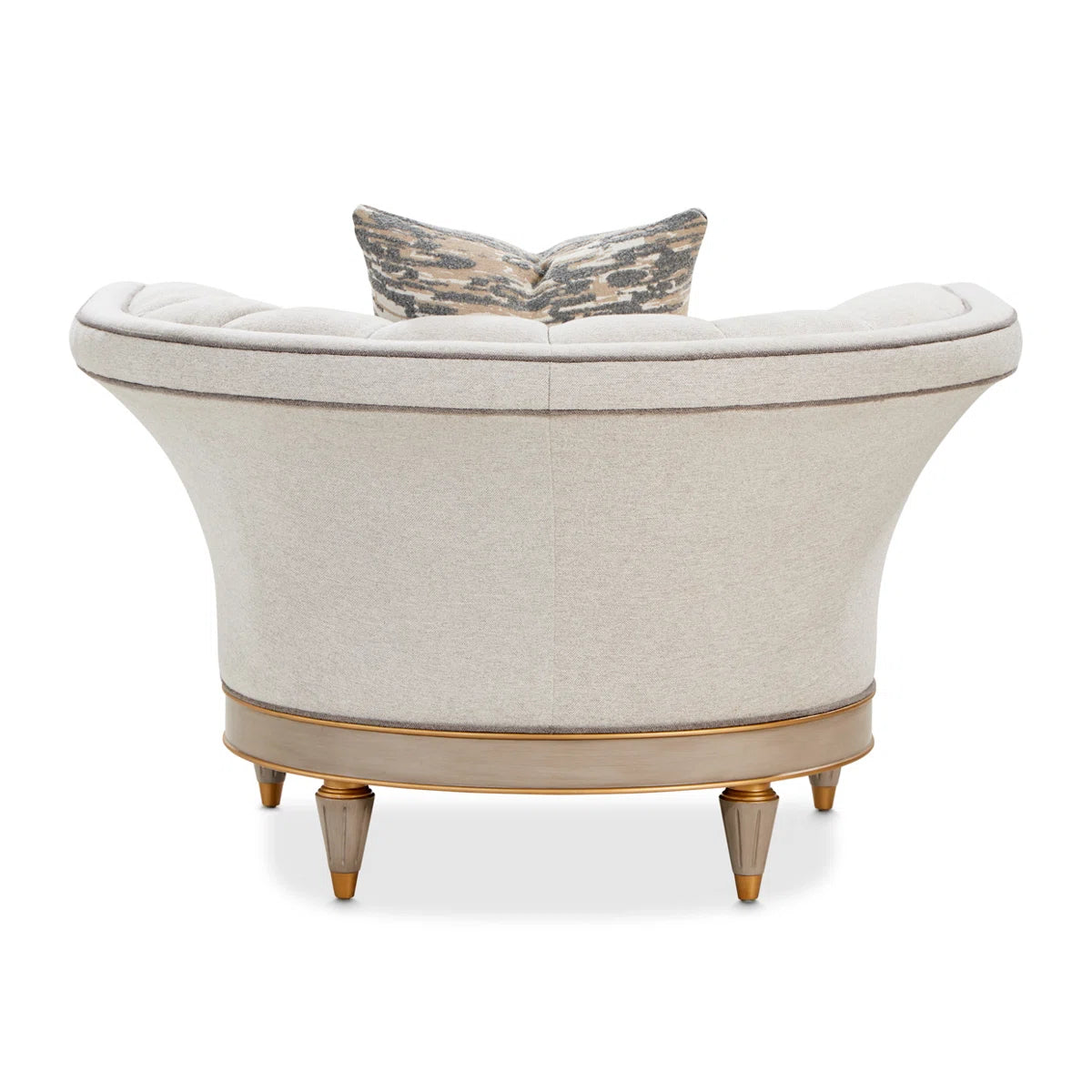 St. Charles Greige Accent Chair with Modern Fabric & Soft Curves