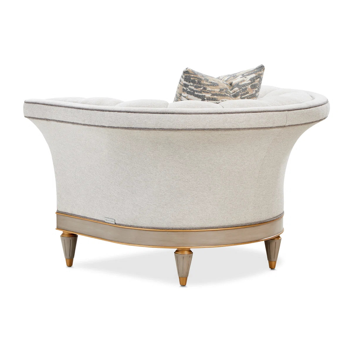 St. Charles Greige Accent Chair with Modern Fabric & Soft Curves