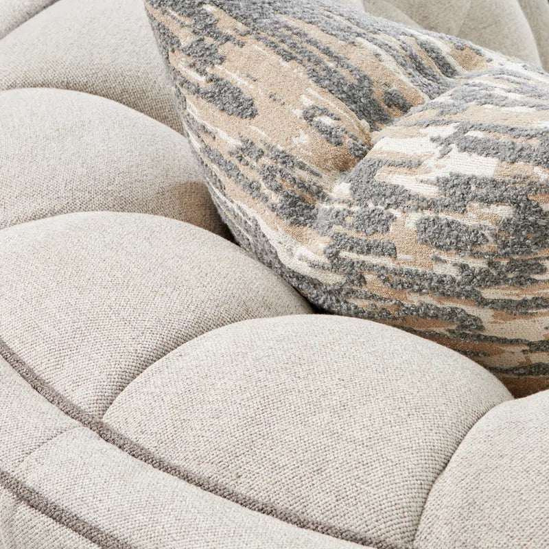 St. Charles Greige Accent Chair with Modern Fabric & Soft Curves