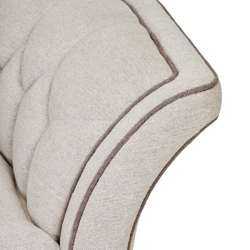 St. Charles Greige Accent Chair with Modern Fabric & Soft Curves