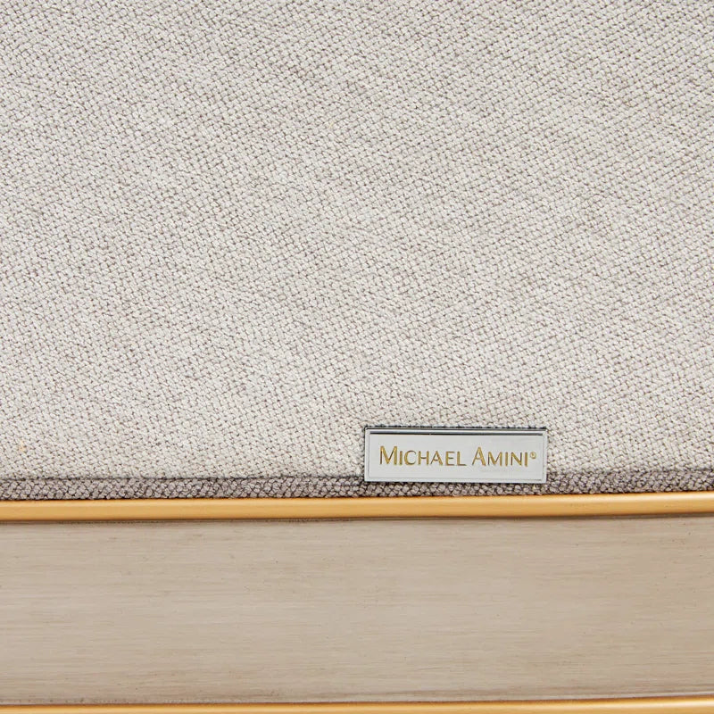 St. Charles Greige Accent Chair with Modern Fabric & Soft Curves