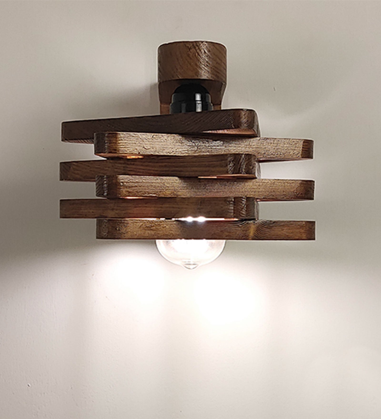 Star Brown Wooden Wall Light (BULB NOT INCLUDED)