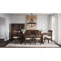 6 seater Dining Set with Industrial Trestle Base & Distressed Wood Finish