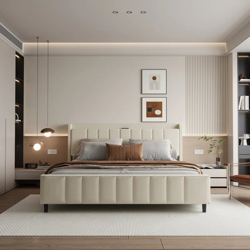 Stubbeman Upholstered Wingback Bed