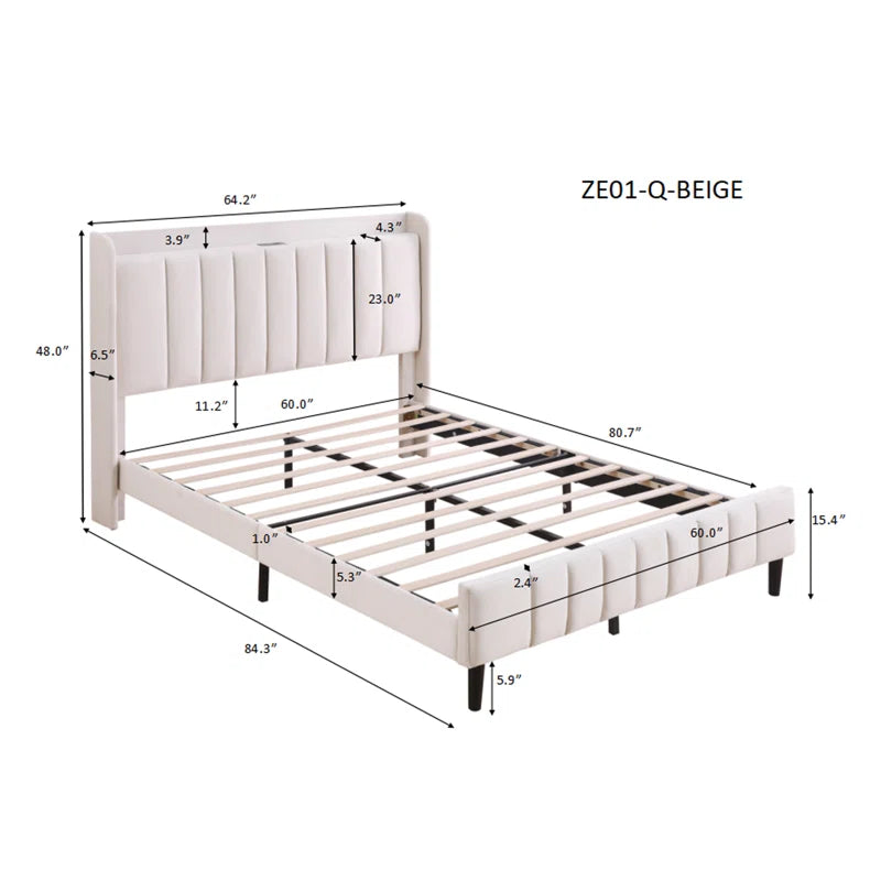 Stubbeman Upholstered Wingback Bed