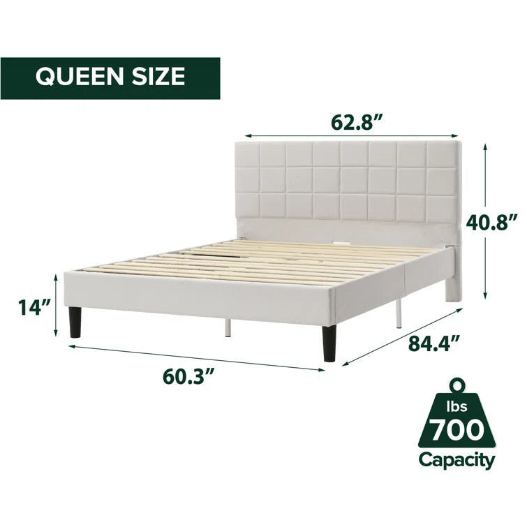 Contemporary Modern Upholstered Platform Bed