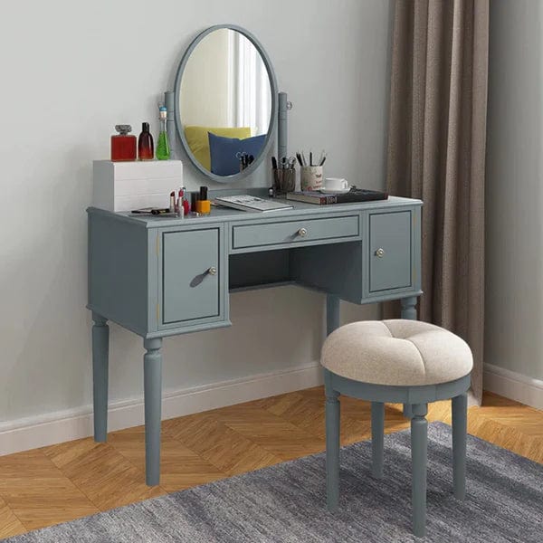 Jonas Wide solid wood dressing table with mirror Modern Vanity Table, Makeup Dressing Table with Mirror and 3 Spacious Drawers, Bedroom Essential for Girls and Women