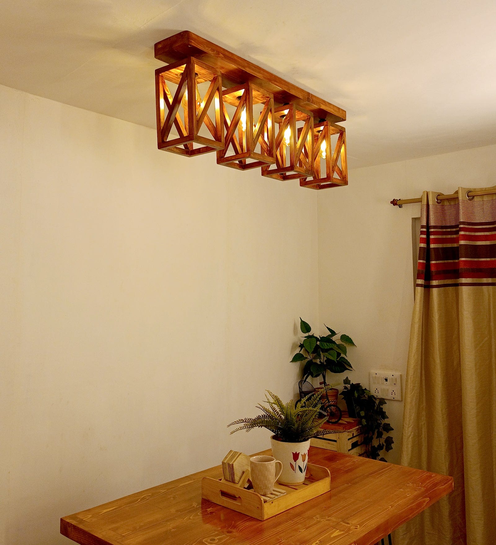 Symmetric Brown 4 Series Ceiling Lamp (BULB NOT INCLUDED)