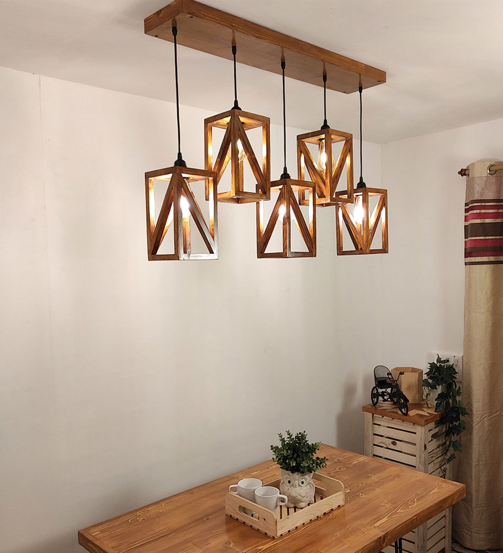 Symmetric Brown 5 Series Hanging Lamp (BULB NOT INCLUDED)