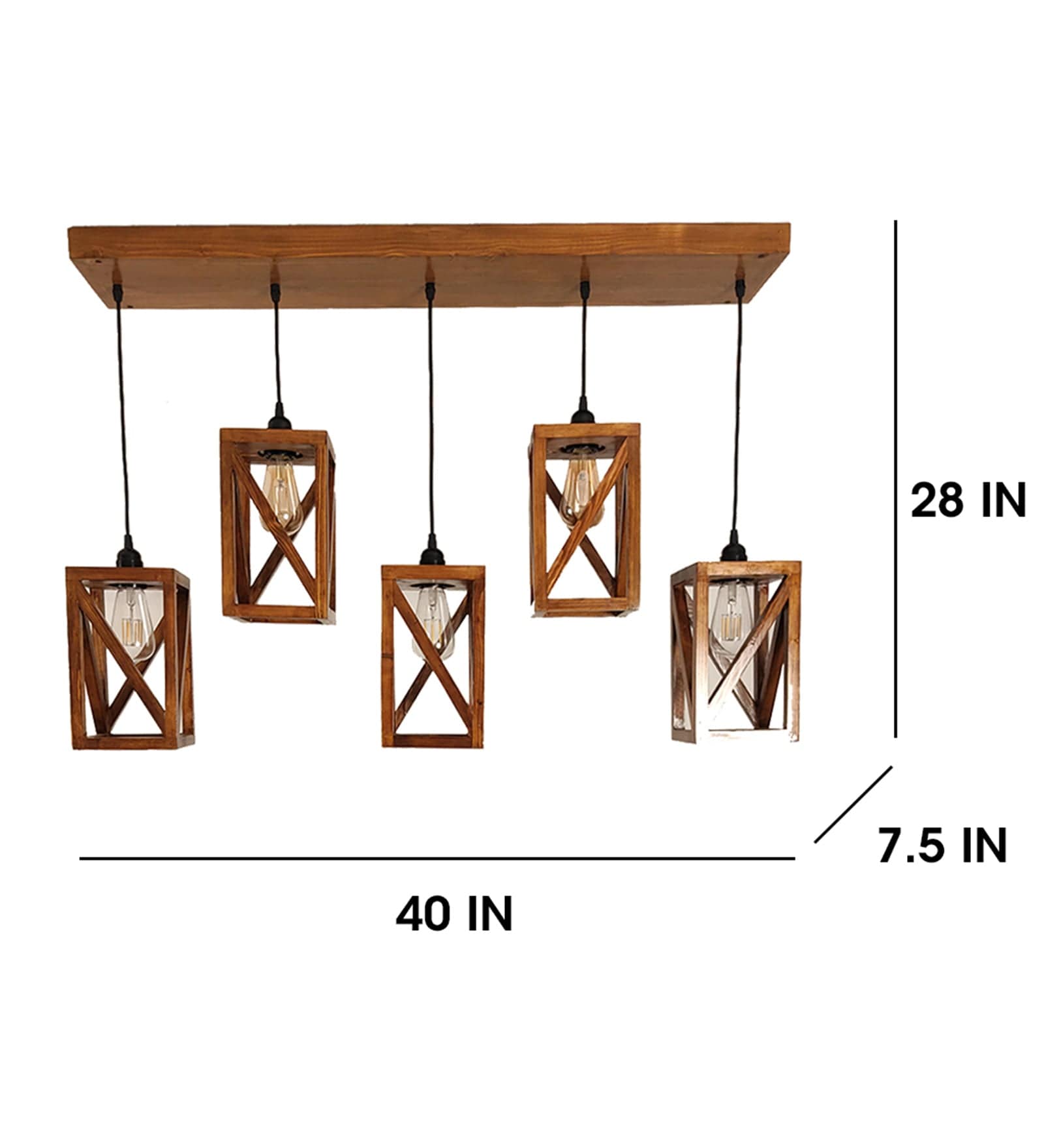 Symmetric Brown 5 Series Hanging Lamp (BULB NOT INCLUDED)