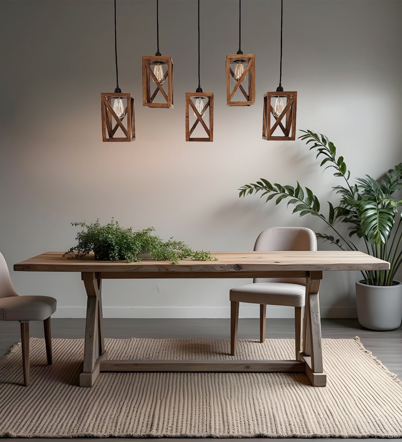 Symmetric Brown 5 Series Hanging Lamp (BULB NOT INCLUDED)