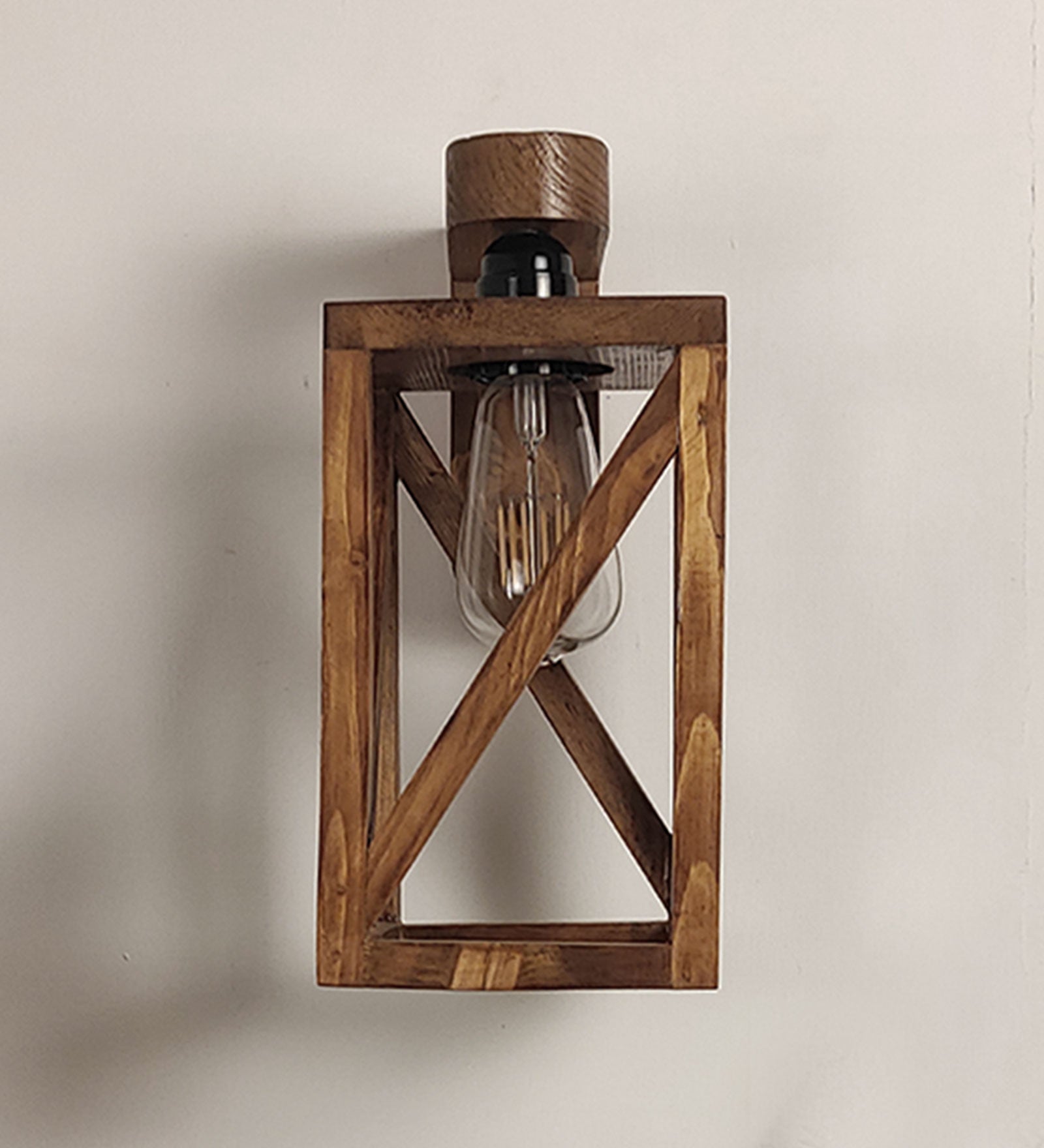 Symmetric Brown Wooden Wall Light (BULB NOT INCLUDED)