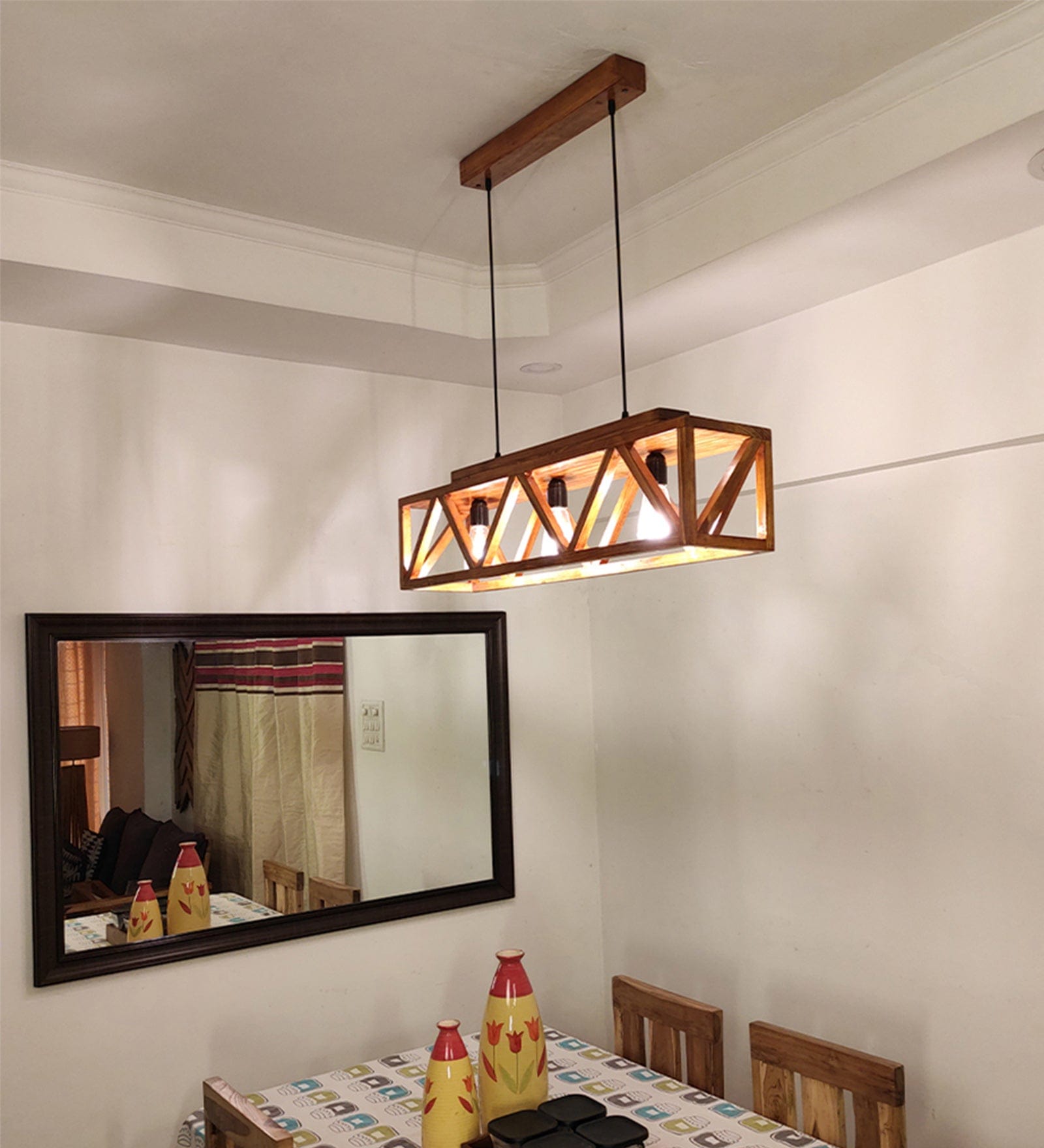 Symmetric Centrum Wooden Series Hanging Lamp (BULB NOT INCLUDED)
