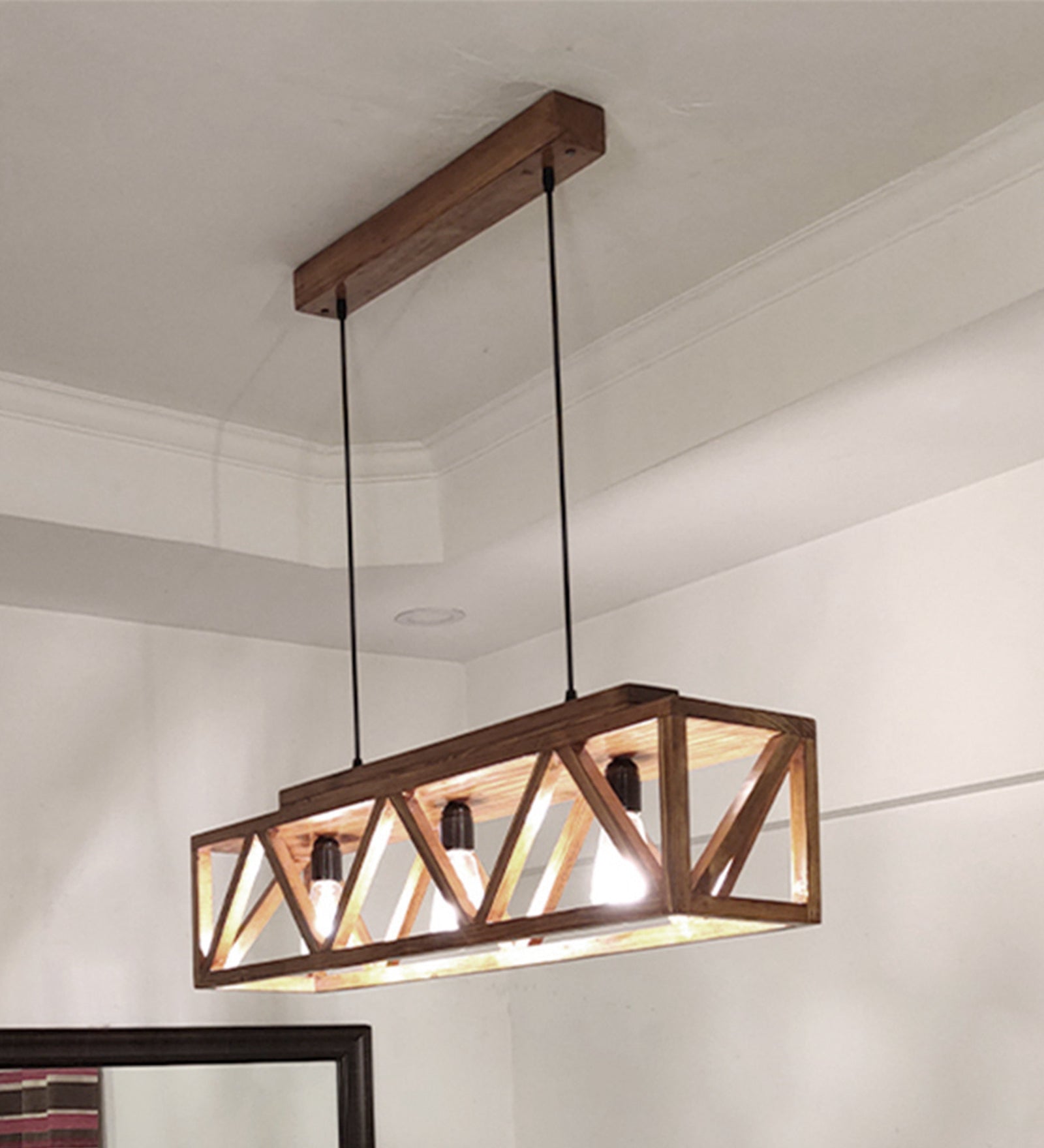 Symmetric Centrum Wooden Series Hanging Lamp (BULB NOT INCLUDED)