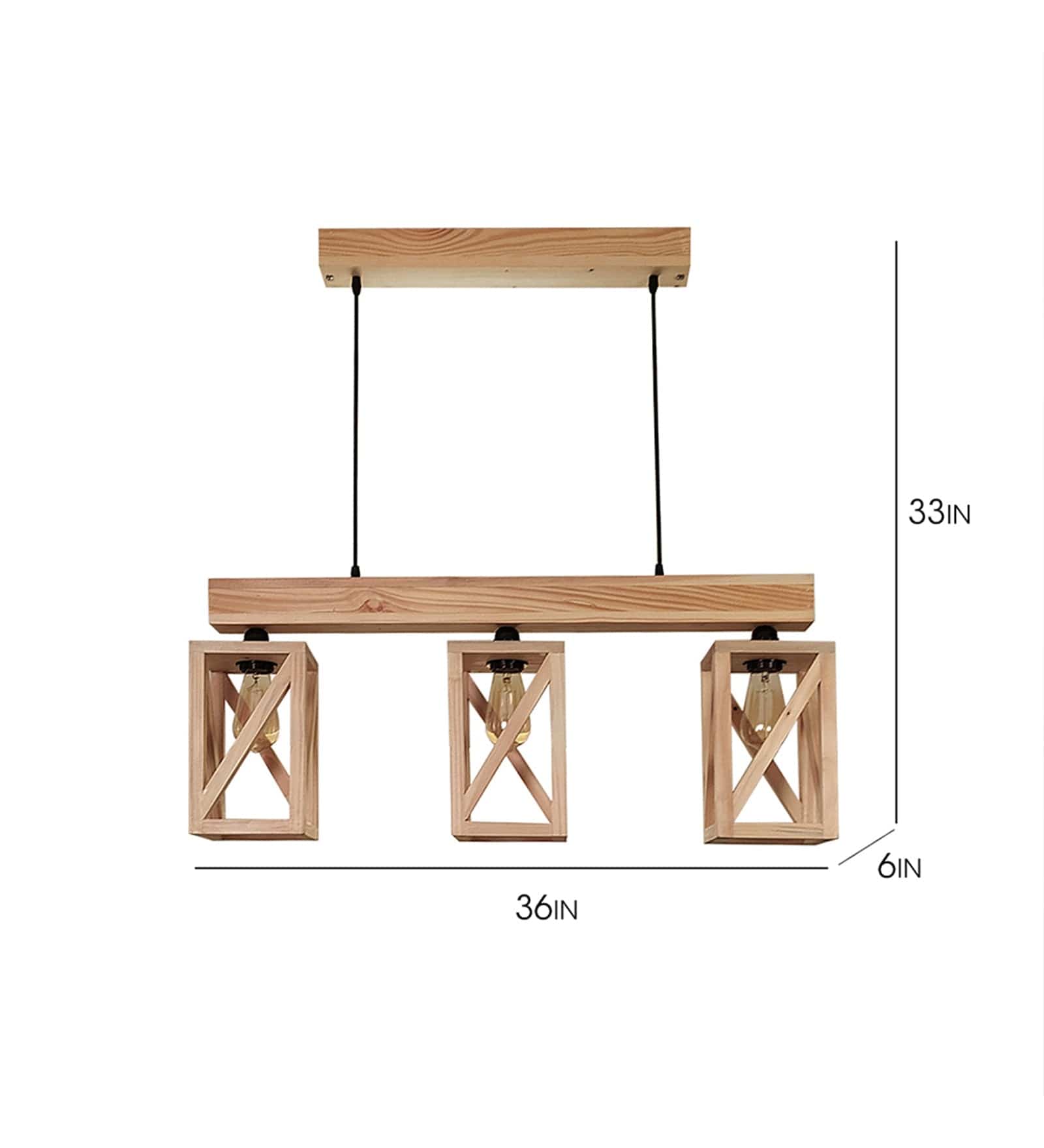 Symmetric Beige Wooden Series Hanging Lamp (BULB NOT INCLUDED)
